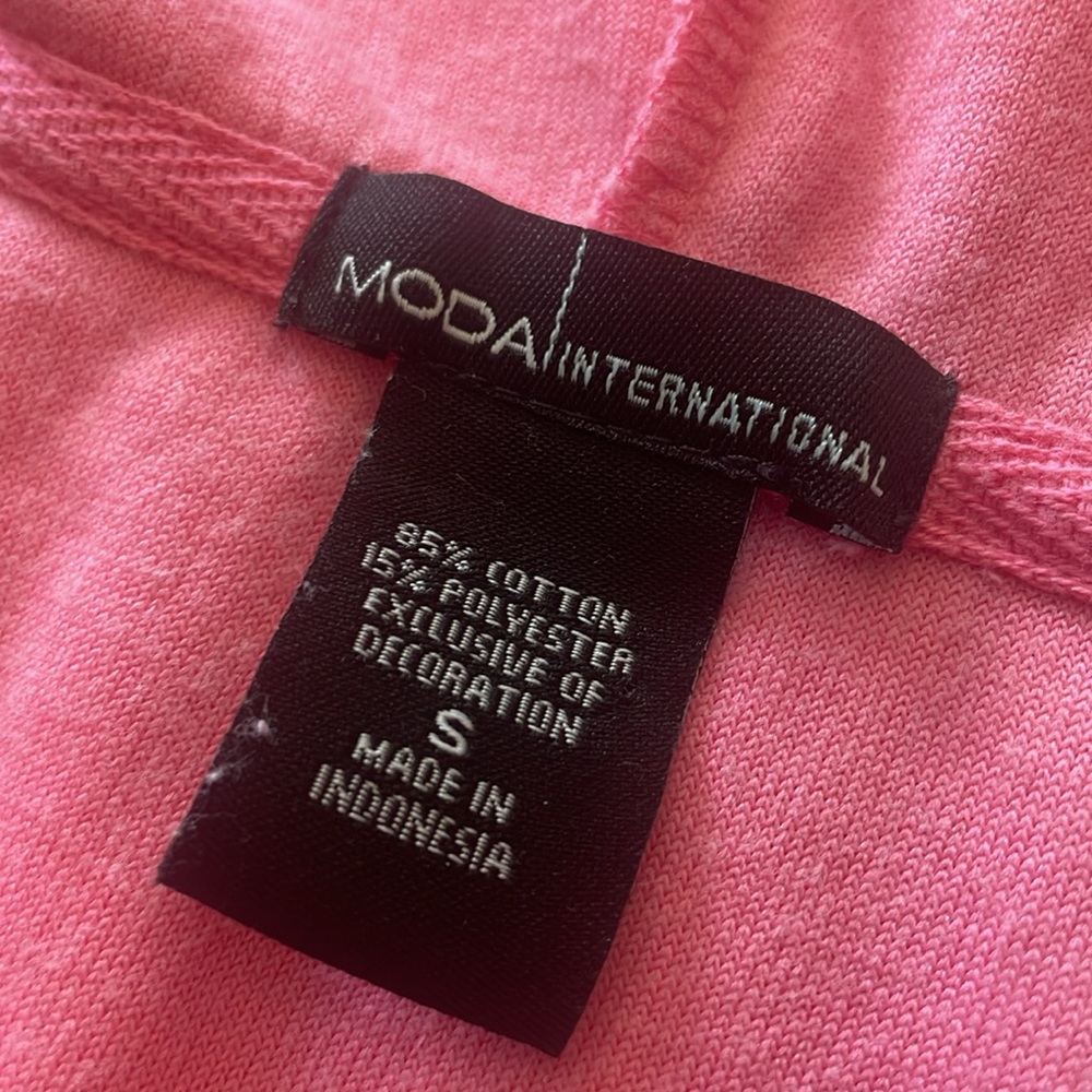 Moda international Terry beach pool coverup. Beaded. Barbie pink. Comfy. Cute - Picture 2 of 6